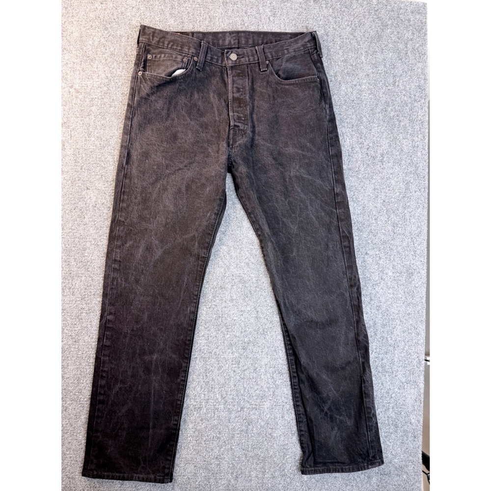 Levis 501 Mens 34x32 Faded Black Denim Original Fit Straight Leg Jeans Workwear